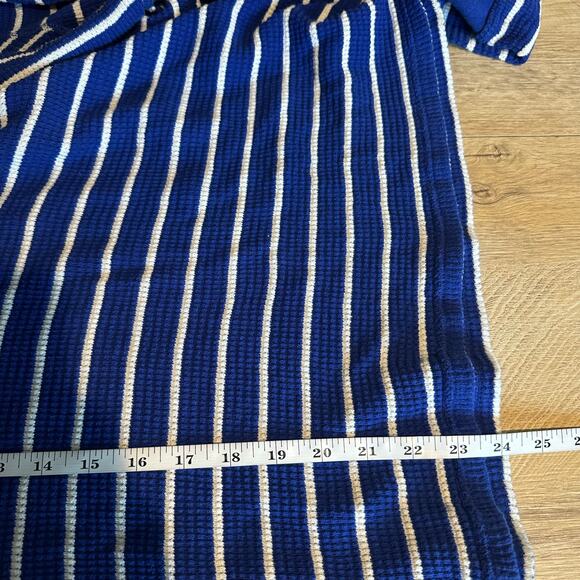 Polo Ralph Lauren Vintage Thermal Hooded Henley Waffle Knit Shirt Blue L - Picture 9 of 9